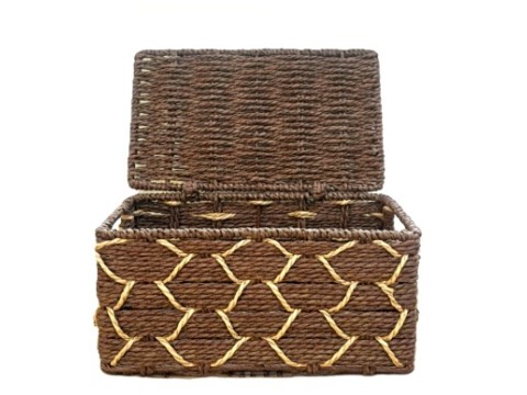 Superior Rectangular Paper Cord Mini Box with Lid and X-Weaving